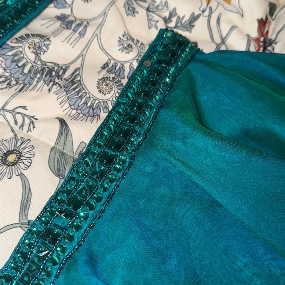 Sherri Hill 2piece teal formal dress w/ beaded top (read description for flaws!) - Picture 5 of 16